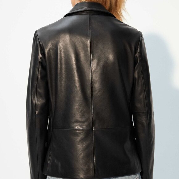 😮NWOT - Aritzia Babaton Donovan Leather Blazer Jacket - XXS - Picture 4 of 8